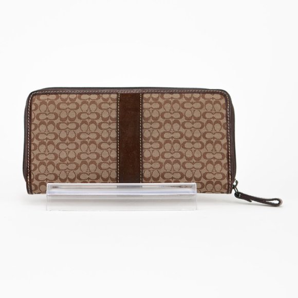 COACH Chocolate Brown Signature C Zipper Wallet - Picture 3 of 10